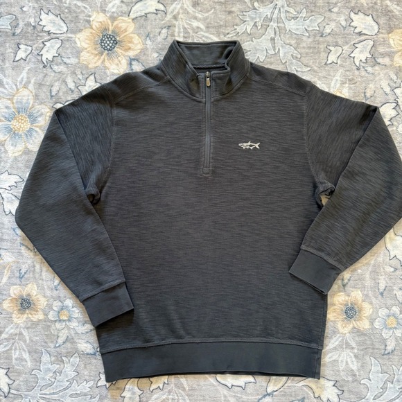 Orvis Other - Orvis Quarter Zip Pullover Men Size M‎ Grey Cotton Slub Knit Sweater Fly Fish